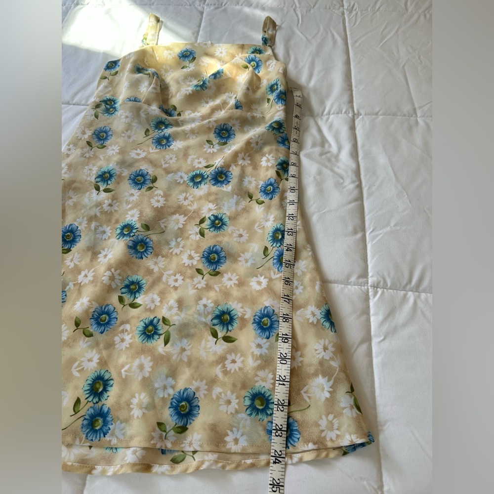 Y2K Rampage Cream and Blue Floral Sleeveless High-Waist A-Line Mini Sundress - Picture 14 of 14